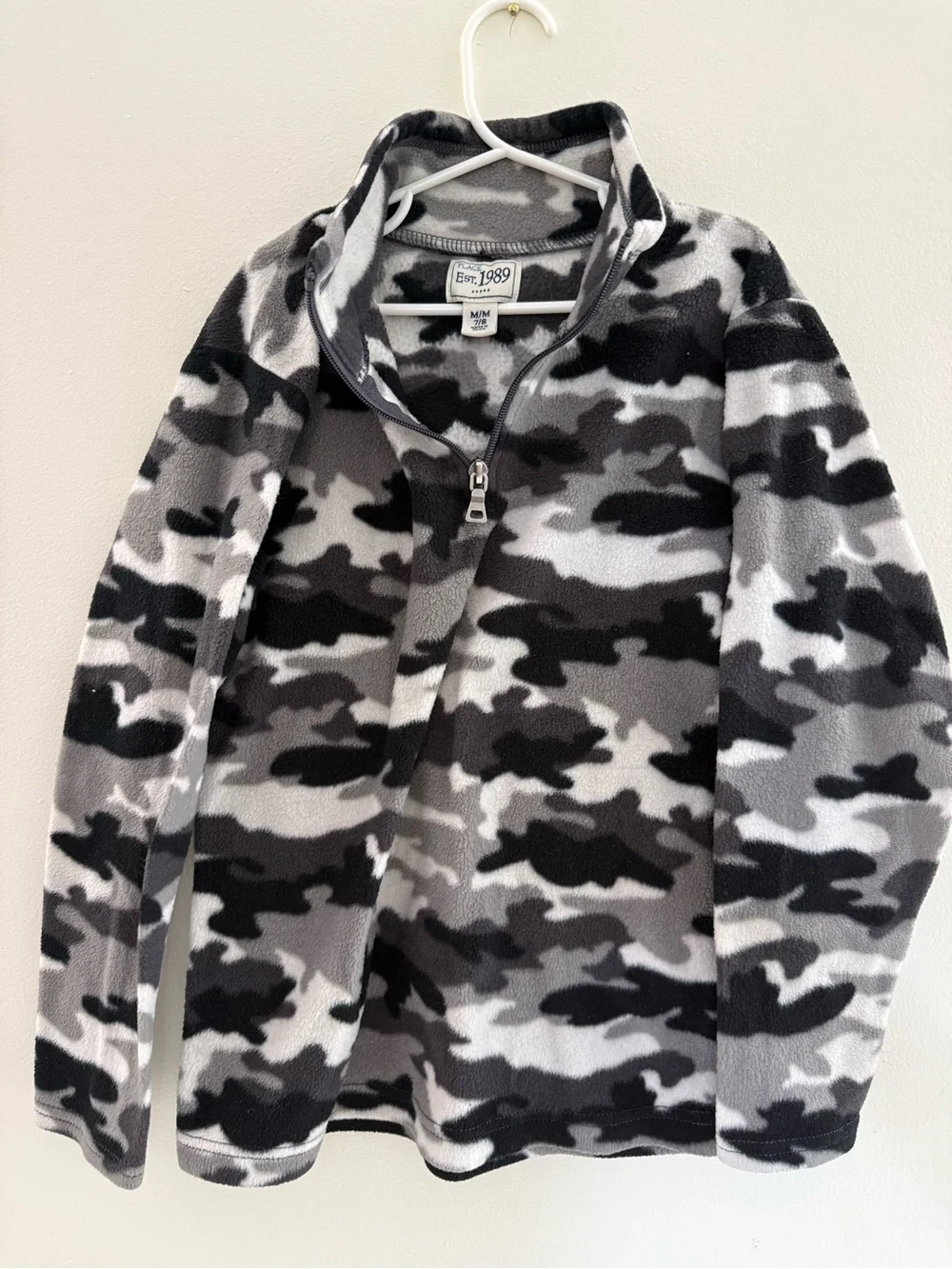 The Children's Place Black & Gray Camo Half-Zip Fleece